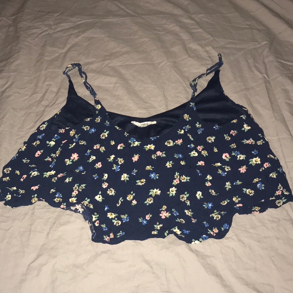 Blue floral crop top